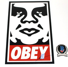 SHEPARD FAIREY STREET ARTIST SIGNED OBEY 12x18 PRINT BECKETT COA ANDRE THE GIANT