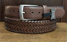 NWT Brown Bonded Leather Flex Belt Sz 40 1.5”Wide Silvertone Buckle 