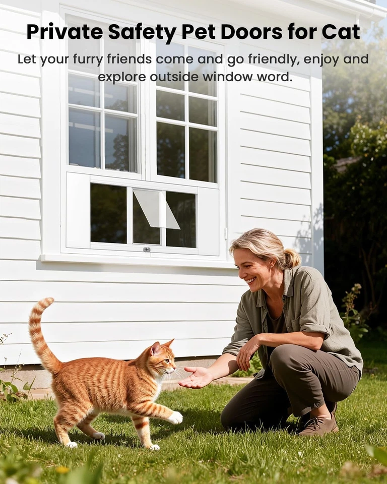 NAIZEA Pet Cat Puerta para Ventana, Ancho Ajustable 23"-46" Ventana Gato Puerta Inserto Foto 3 de 4