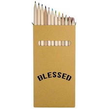 12 x 'Blessed ' Long 178mm Coloured Pencils / Pencil Set PE00061931 