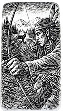 10 ozt 999 Fine Silver Art Bar - THE HUNTER - ADAMO TECHNE - Limited 74.08 per troy oz