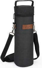 Single Bottle Wine Gift Carrier Bag, Insulated Travel Wine Cooler Tote with Shou