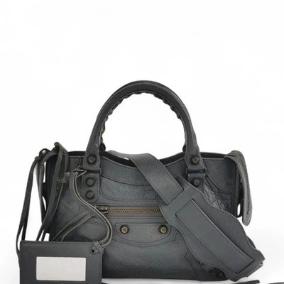 Balenciaga Studded Two Way Bag Dark Grey Arena Lambskin (aa061626d4r)