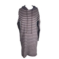 Sweater Dress Purple Gray with white stripes Hooded Women’s Size Small NWT