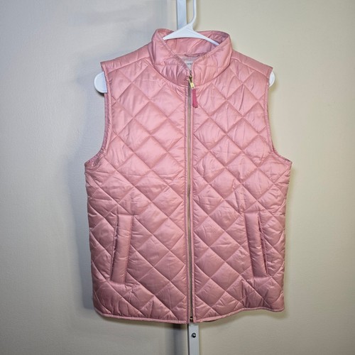 Crewcuts J.Crew Girls XXL Pink Quilted Puffer Vest Full Zip Sleeveless Jacket