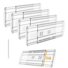 4 Pack Adjustable Drawer Dividers for Clothes,5" High Expandable From 13-21" ...