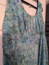 Beautiful Green Blue Floral Plus Sized Summer Or Spring Dress Sleveless