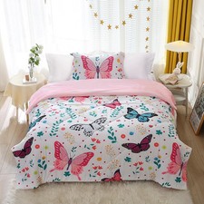 Butterfly Comforter Set Twin Size for Girls Teens Lightweight Bed in A Bag Co...
