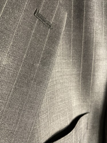 Ralph Lauren 44L | 38x32 Gray Wool Pinstripe 2Pc Suit Pleated Cuffed Pants - Picture 5 of 10