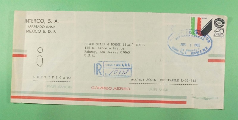 DR WHO 1982 MEXICO EXPORTA REGISTERED AIRMAIL TO USA R45789
