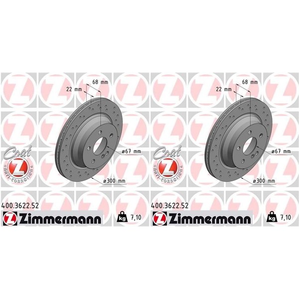 2X Zimmermann Sport Bremsscheiben 300Mm Gelocht Hinten Passend FüR Mercedes CLS-image