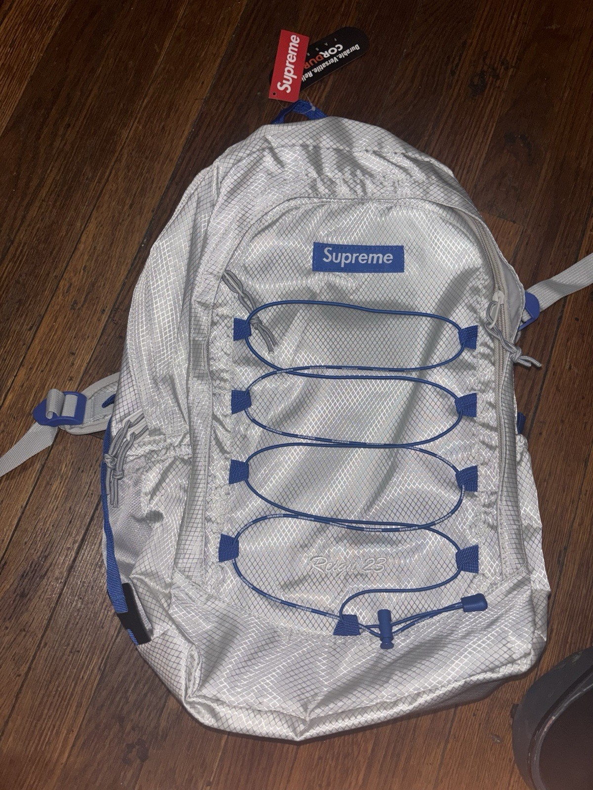 Supreme Cordura Backpack Silver Blue Lightweight Men's Designer Casual Travel