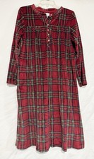 Aria Collection Women s Sz M Nightgown Long Velour Red Green Plaid Soft Pockets