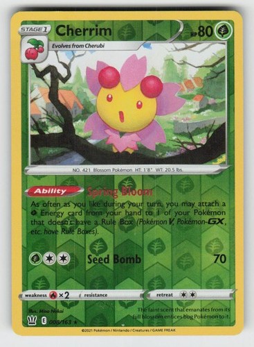Reverse Holo Cherrim 008/163 Rare Battle Styles Near Mint