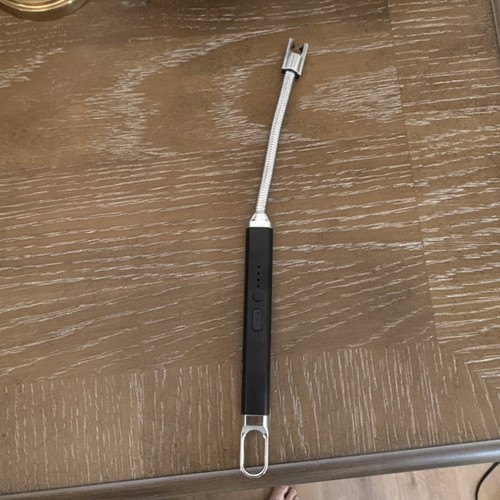 Rechargeable Electric Flameless Arc Candle Lighter, Flexible Neck, Black/Silver