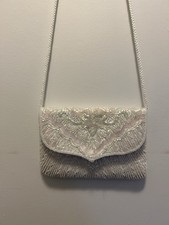 La Regale Beaded Clutch W/Strap Purse Ivory Wedding Party Bag