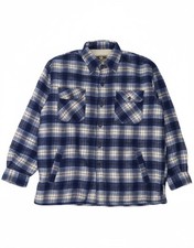 Vintage Mens Lumberjack Flannel Shirt Large Blue Check Acrylic BK16