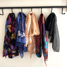 Vintage Silk  Silky Scarves Lot of 5 Floral Multicolor Scarf 50's-70s Echo Ugna