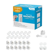 Invisible Baby Safety Locks - 12 Magnetic Cabinet Locks with Installation Tools