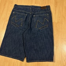 VINTAGE 90s Y2K SEAN JOHN BAGGY BASIC DARK WASH JEAN SHORTS HIP HOP STYLE 38