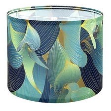 Drum Lamp Shades,13"Top x 13"Bottom x 10"High (Spider) Blue Art Style Fabric ...