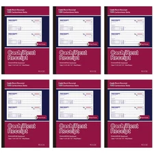 6 Pack Receipt Books,7-5/8 x 10-7/8 Receipt Book with Carbon Copies, 3-Part C...