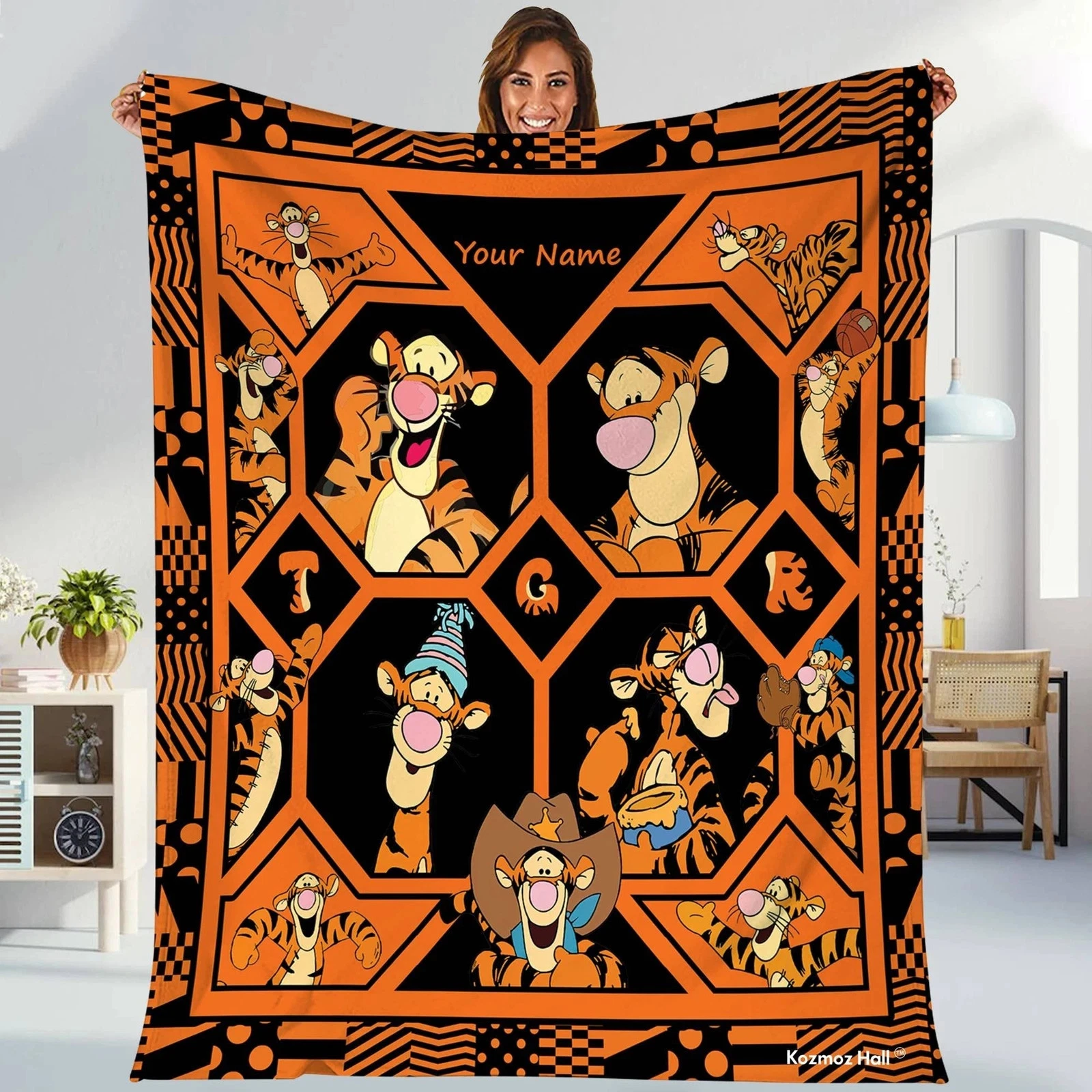 Personalized Name Disney Tiger Moods Fleece Blanket