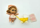 Vtg. Mattel Liddle Kiddles FLORENCE NIDDLE Doll, Outfit, Hat, Shoes, Buggy