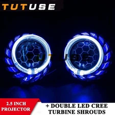 2.5'' Blue Honeycomb Bi xenon Projector Lens DRL LED Angel Eyes Retrofit H1 H7