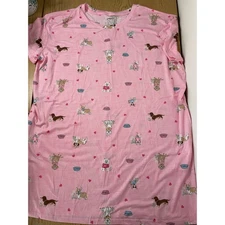 New Women’s 1pc Joyspun Doggie 🐶 Print Pajama Gown Pockets Light Pink size L/XL