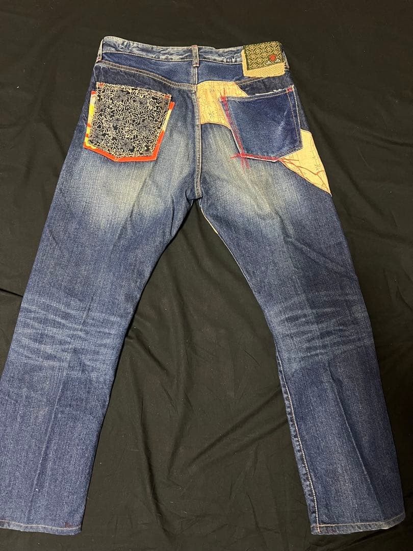 Patchwork design denim pants size 34 - image 6