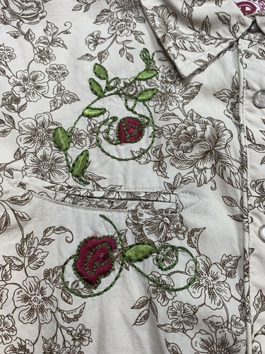 Country Royalty Women’s Lg Embroidered Red Rose Pearl Snap Western Shirt NWT - Afbeelding 9 van 12