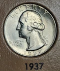 1937 P Philadelphia 1937 D Denver Washington Silver Quarters 25C .25