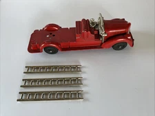 Vintage Hubley ? Die Cast Fire Engine truck with ladders 9.75"