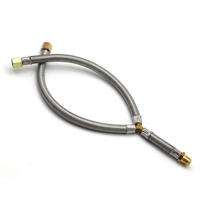 15 Inch Propane Grill Y-Splitter Braided Extension Hose 3/8'' Flare Fittings