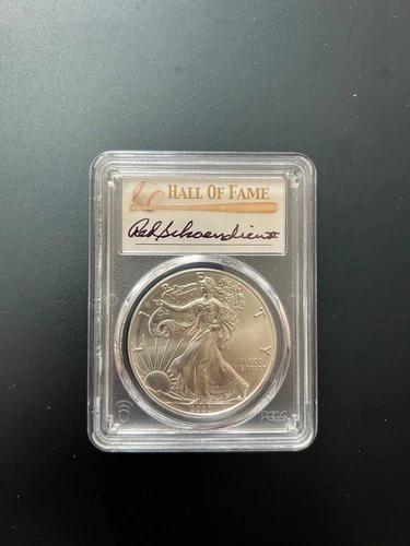 2020 (S) American Silver Eagle MS70 FDOI HOF Red Schoendienst Pop 25