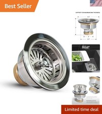 Heavy Duty Stainless Steel Sink Drain Assembly with Strainer  Stopper, 3-1/2 in