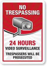 Video Surveillance Sign Aluminum Weatherproof 8x12 24 Hour No Trespassing