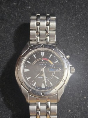Vintage Seiko Kinetic 5M43-0B19 Sports 50 Men's Black Dial Watch