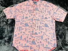 Reyn Spooner Hawaiian Shirt Mens XL Reverse Print Sailing Sail Boats