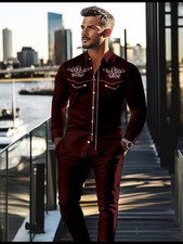 Men's Outfit 2 Piece Set Shirt  Pants Suit PLUS SIZE BIG 4XL