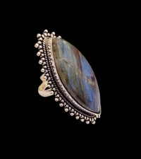 Superb Labradorite Gemstone 925 Sterling Silver Plated Handmade Ring Gift Her