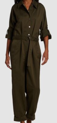 $650 Phillip Lim Women's Green Belted Long-Sleeve Utility