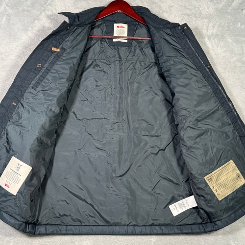 Fjallraven Jacket Mens L Blue Ovik Wool Padded Quilted Chore Elbow Pad G1000 - Picture 6 of 13
