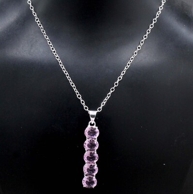 925 Sterling Silver Pink Topaz Gemstone Handmade Jewelry Necklace Size-17-18''