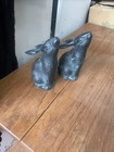 Andrea by Sadek Cast Metal Brass Bronze Verdigris Bunny Rabbit Bookends Figurine