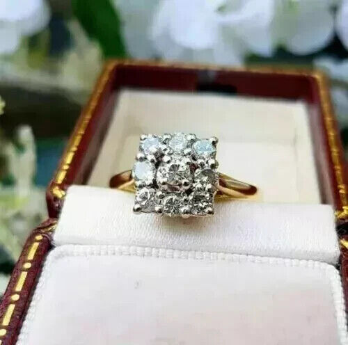 1Ct Round Cut Lab-Created Diamond Women's Engagement Ring 14K Yellow Gold Plated - Picture 1 of 14