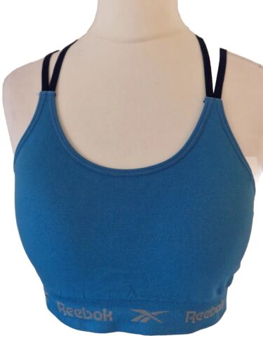 Reebok Jenna Blue Non wired Sports Top Padded Cups Size L 14 BNWT - Picture 1 of 7