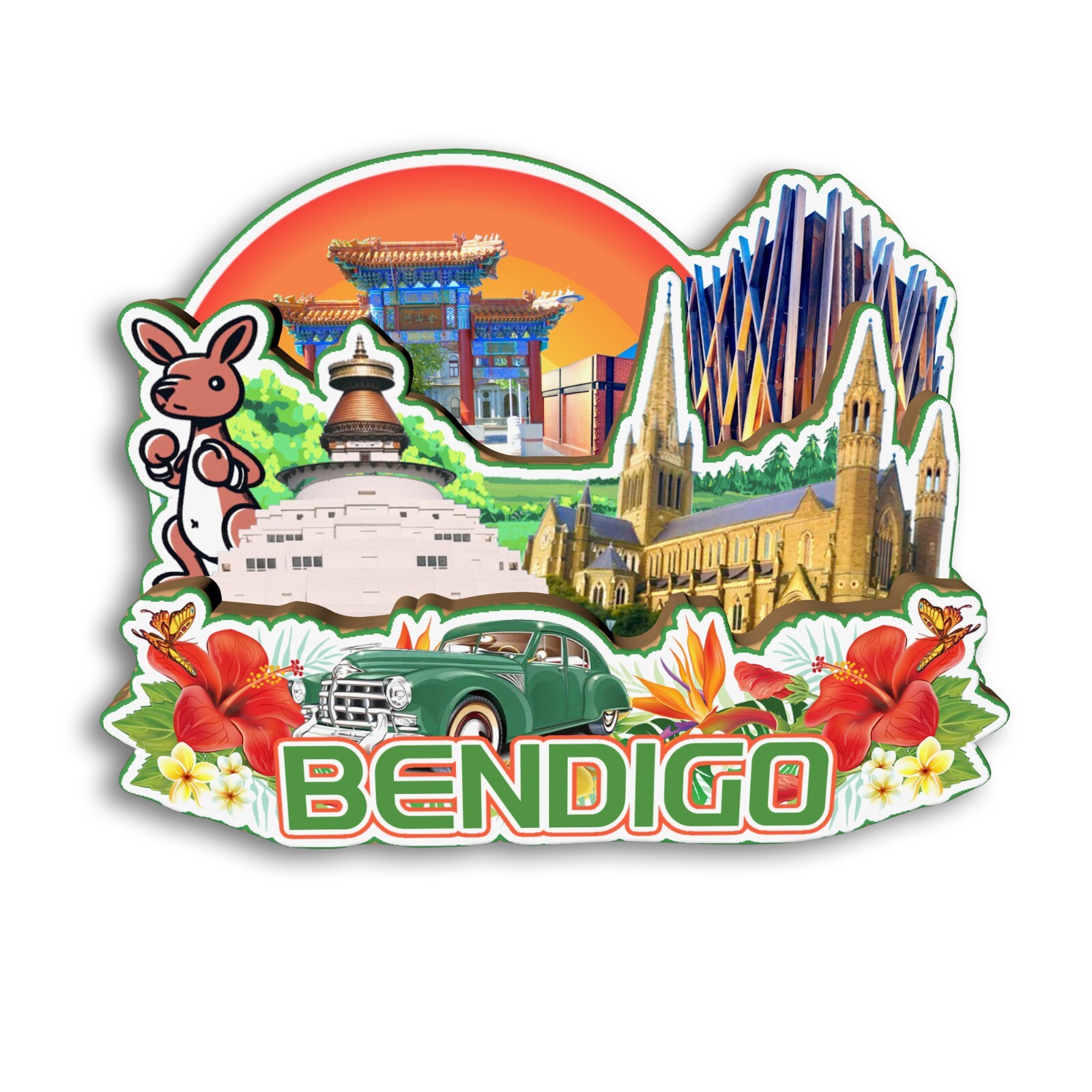 Bendigo Australia Refrigerator magnet 3D travel souvenirs wood craft