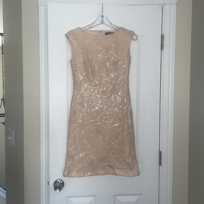 ralph lauren pink sequin dress Lauren Ralph Lauren Blush Pink Lace sequin Sheath Dress Sz 2